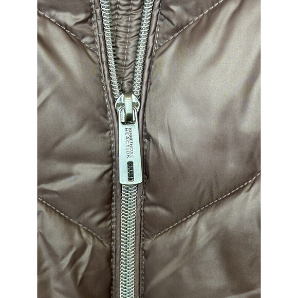 Kenneth Cole Reaction Women's size M Quilted Cinched Waist Puffer Coat Hooded - Picture 2 of 6